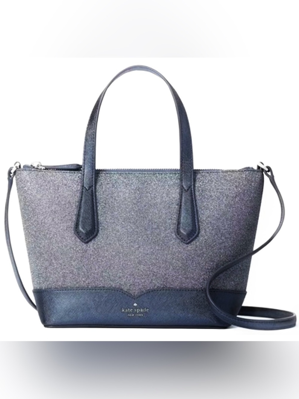 Kate Spade Lola Glitter Tote Dusk Navy